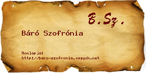 Báró Szofrónia névjegykártya